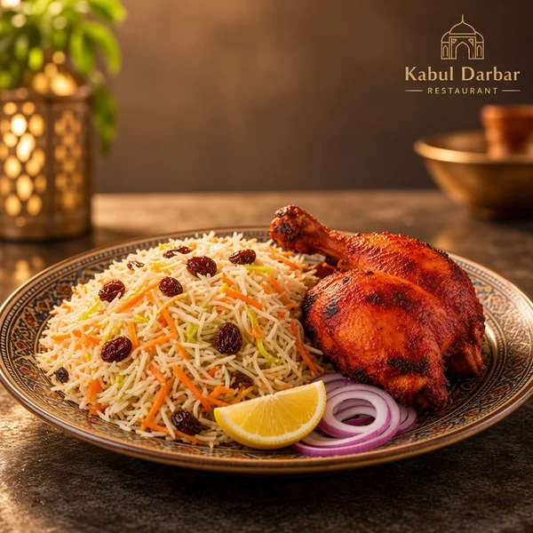 Afghani Pulao With Half Chicken Tikka