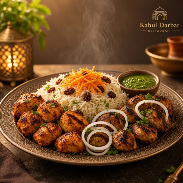 Afghani Pulao With Chicken Boti