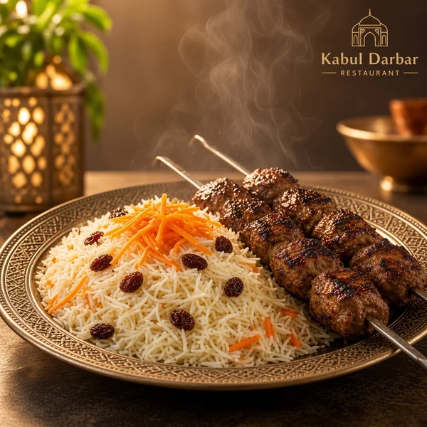 Afghani Pulao With Seekh Boti
