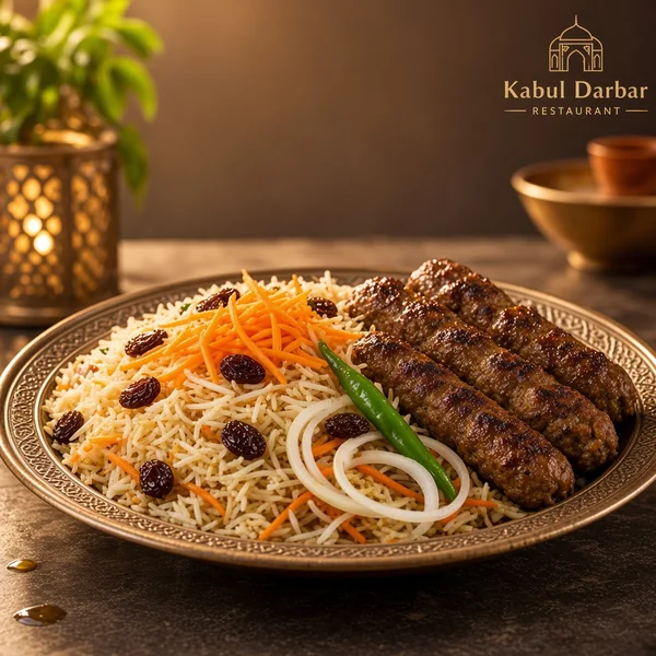 Afghani Pulao With Seekh Kabab