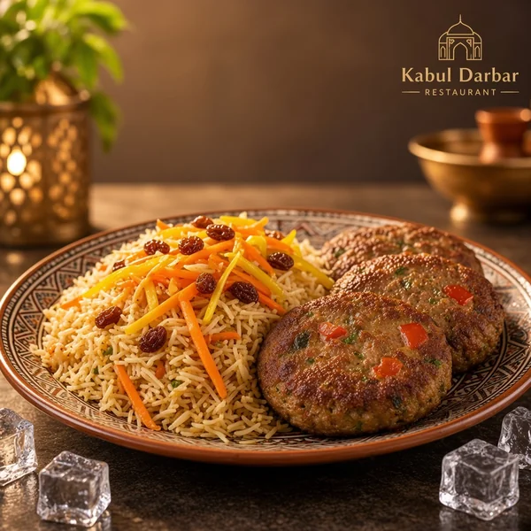 Afghani Pulao With Chapli Kabab