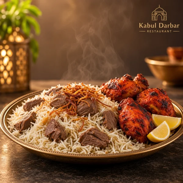Yakhni Pulao with Chicken Tikka